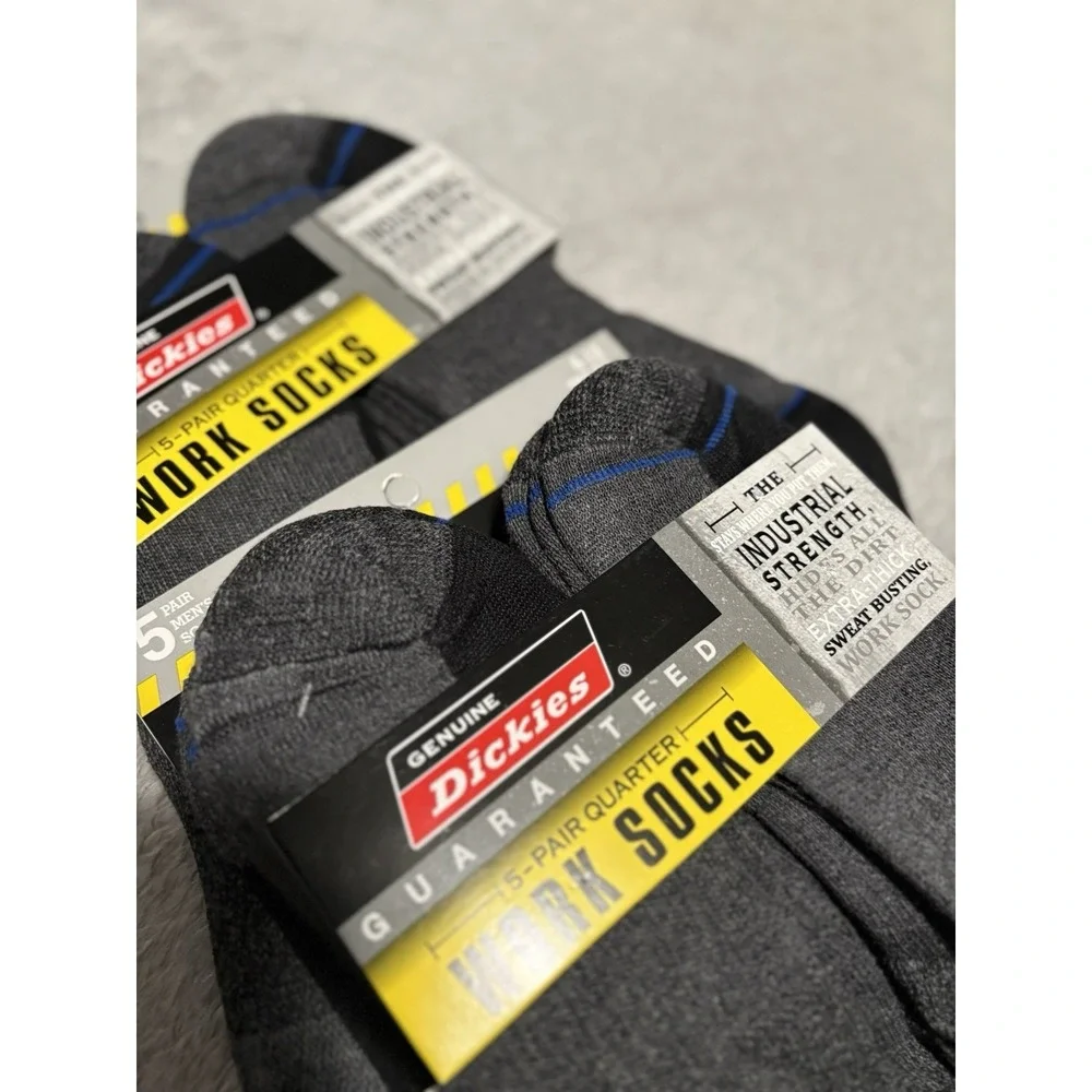 Dickies Dri-Tech Quarter Performance Work Gray Socks Pair of 10 Moisture Sz 6-12